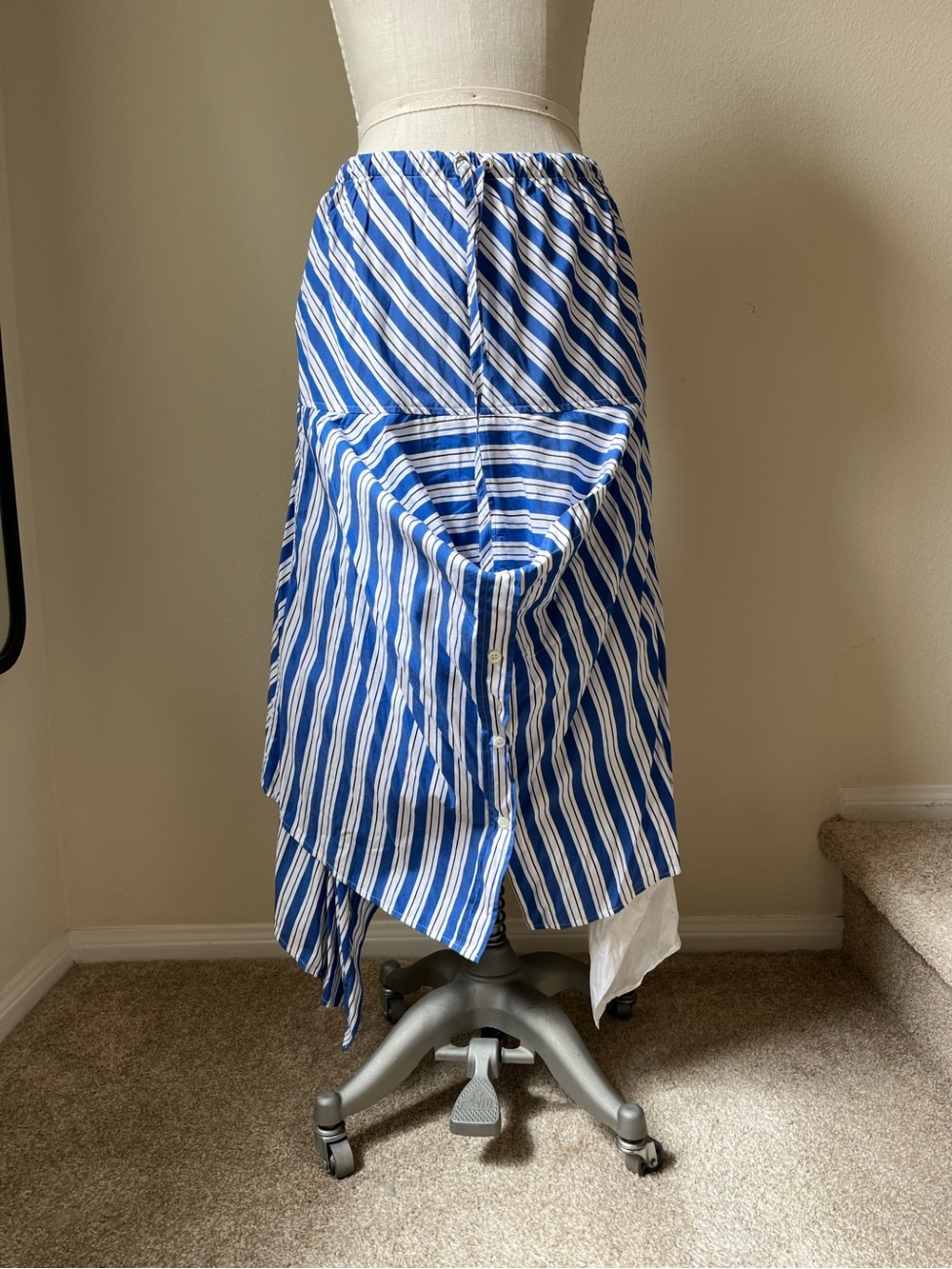 JW Anderson Striped Blue & White Handkerchief Hem Skirt - Picture 6 of 6